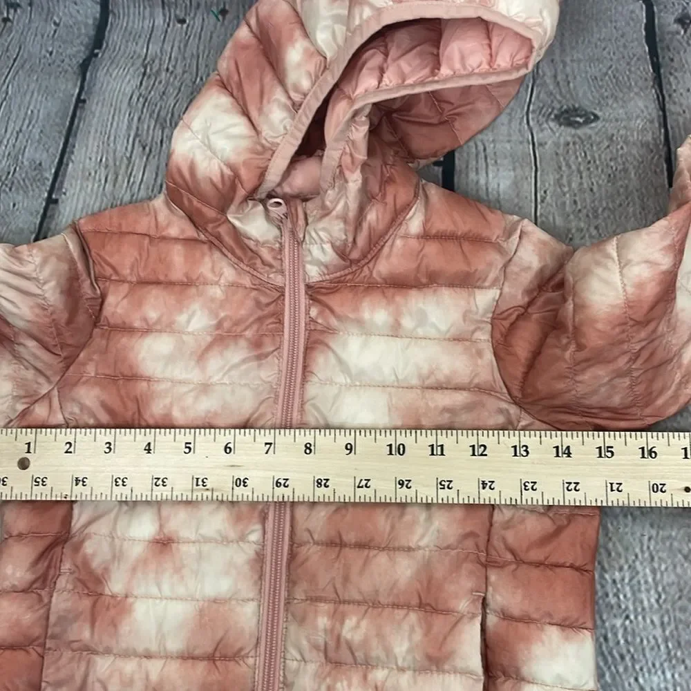 Gap Kids 100% Recycled Polyester Cold Control Puffer Jacket Pink Tie Dye size XS